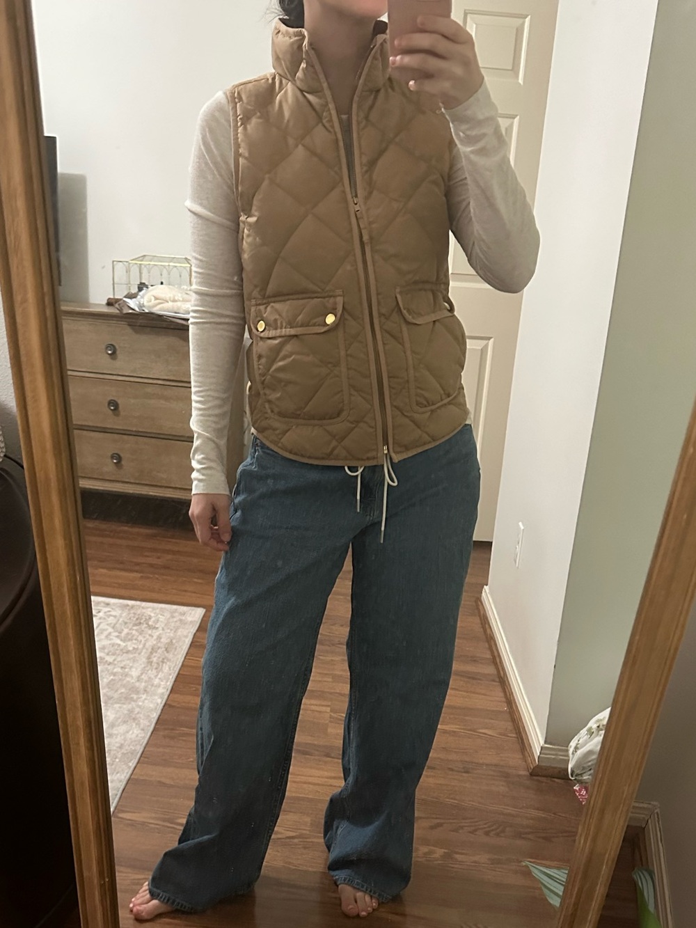 J. Crew Cream Quilted Puffer Vest